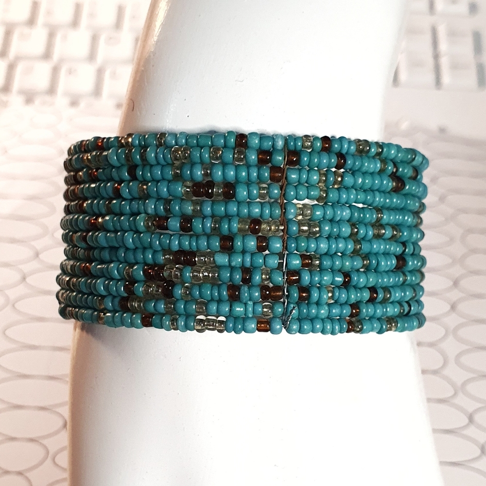 Boho Ethnic Beaded Bangle Cuff Bracelet